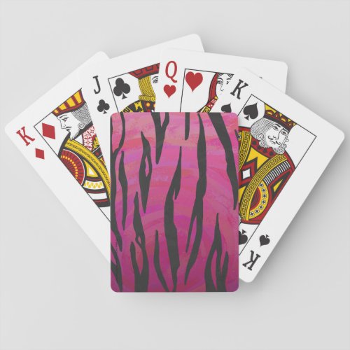 Tiger Hot Pink and Black Print Playing Cards