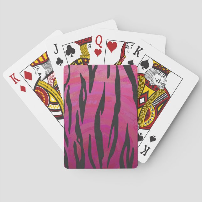 Tiger Hot Pink and Black Print Poker Cards (Back)