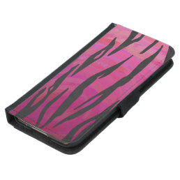 Tiger Hot Pink and Black Print Samsung Galaxy S5 Wallet Case