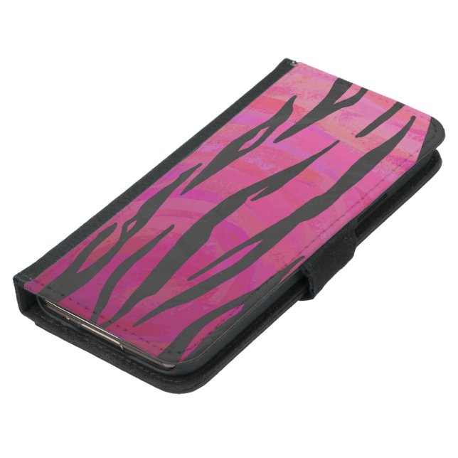 Tiger Hot Pink and Black Print Samsung Galaxy Wallet Case (Bottom)