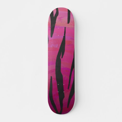 Tiger Hot Pink and Black Print Skateboard