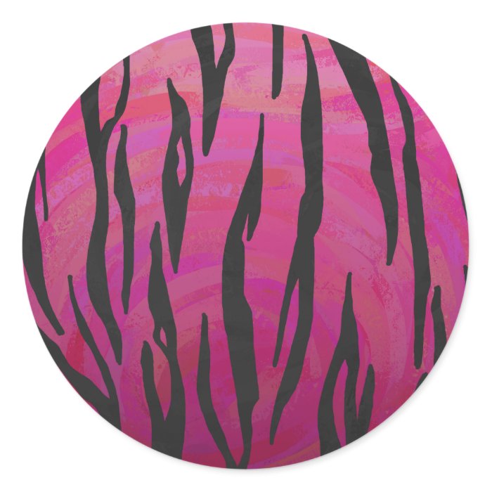 Tiger Hot Pink and Black Print Stickers