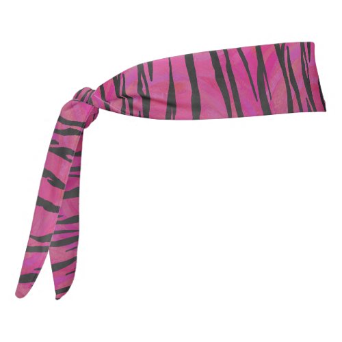 Tiger Hot Pink and Black Print Tie Headband