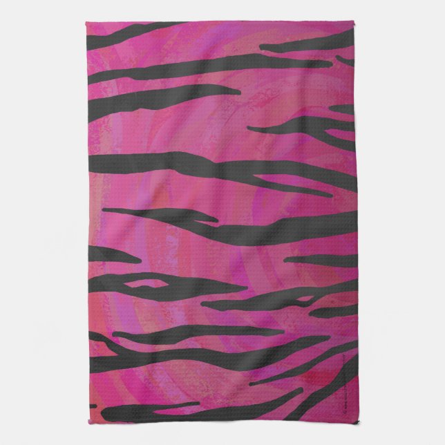 Tiger Hot Pink and Black Print Towel (Vertical)