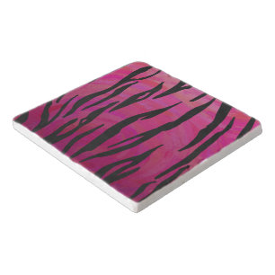 Tiger Hot Pink and Black Print Trivet