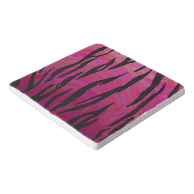 Tiger Hot Pink and Black Print Trivet (Corner)