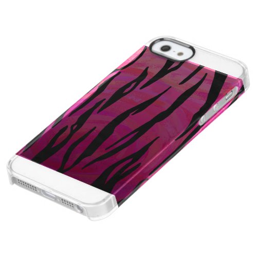 Tiger Hot Pink and Black Print Clear iPhone SE55s Case