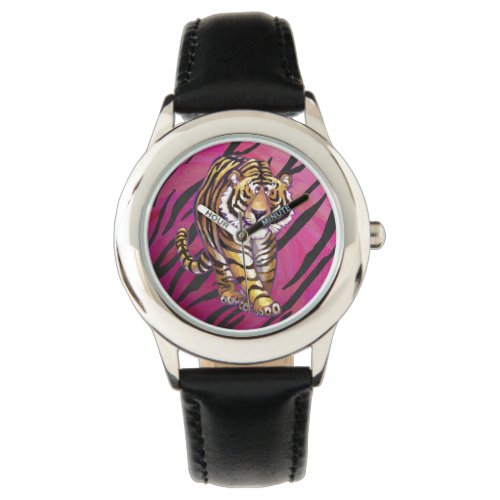 Tiger Hot Pink and Black Print Watch