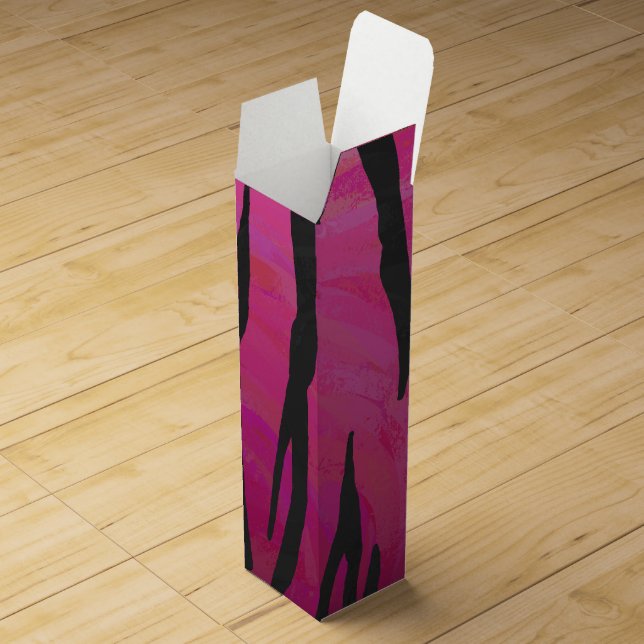 Tiger Hot Pink and Black Print Wine Gift Box (Opened)