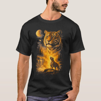 Tiger Howling To The Moon Meme 90S Animal T-Shirt