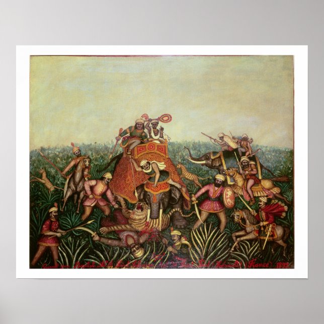 Tiger Hunt, 1892 (oil on canvas) Poster (Front)