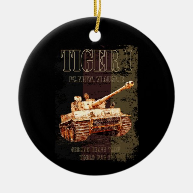 Tiger I German Heavy Tank WWII with Germany Flag Ceramic Ornament (Front)