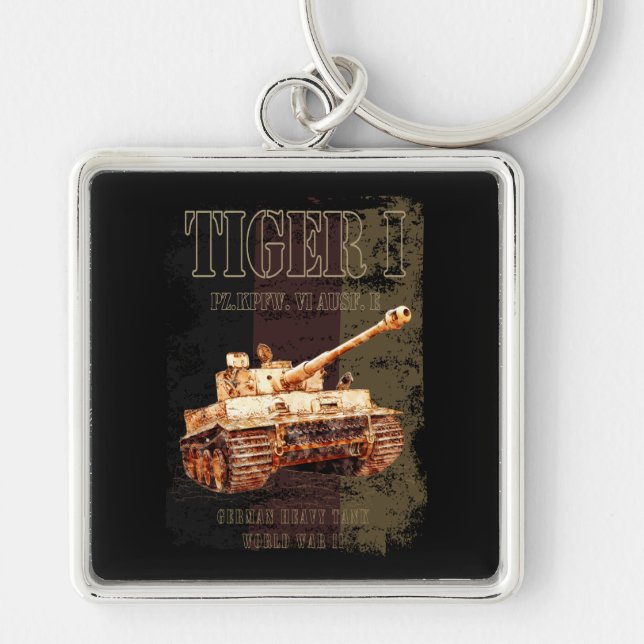 Tiger I German Heavy Tank WWII with Germany Flag Keychain (Front)