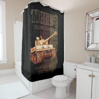 Tiger I German Heavy Tank WWII with Germany Flag Shower Curtain