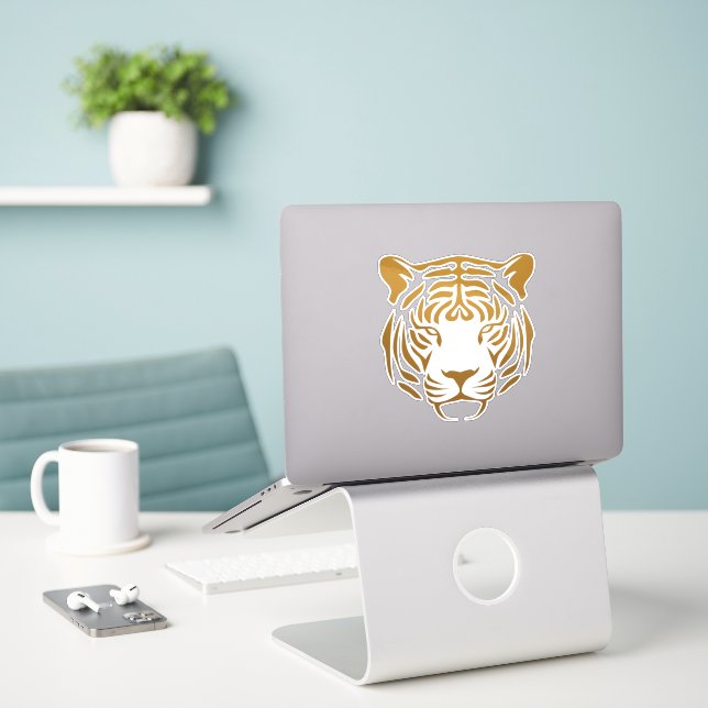 Tiger icon sticker (Laptop On Desk)