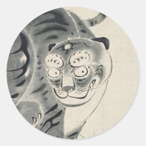 Tiger Illustration by Ito Jakuchu Classic Round Sticker