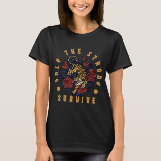 Tiger Illustration with Roses T-Shirt