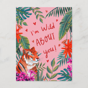 Tiger I'm wild about you pink valentine's day Card