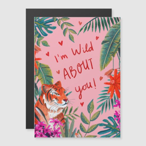 Tiger Im wild about you pink valentines day card