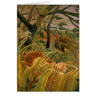 Tiger in a Tropical Storm by Henri Rousseau Cards