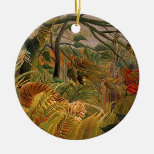 Tiger in a Tropical Storm by Henri Rousseau Ceramic Ornament