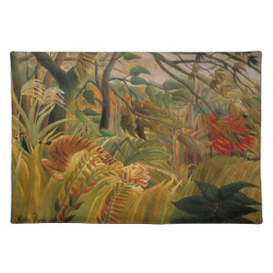 Tiger in a Tropical Storm by Henri Rousseau Cloth Placemat