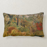 Tiger in a Tropical Storm by Henri Rousseau Lumbar Pillow