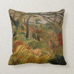Tiger in a Tropical Storm by Henri Rousseau Throw Pillow