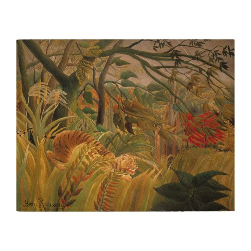 Tiger in a Tropical Storm by Henri Rousseau Wood Wall Art