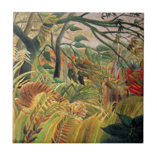 Tiger in a Tropical Storm by Rousseau Ceramic Tile