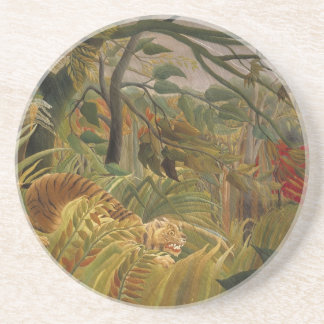 tiger in a tropical storm drink coaster