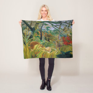 Tiger in a Tropical Storm, Rousseau Fleece Blanket