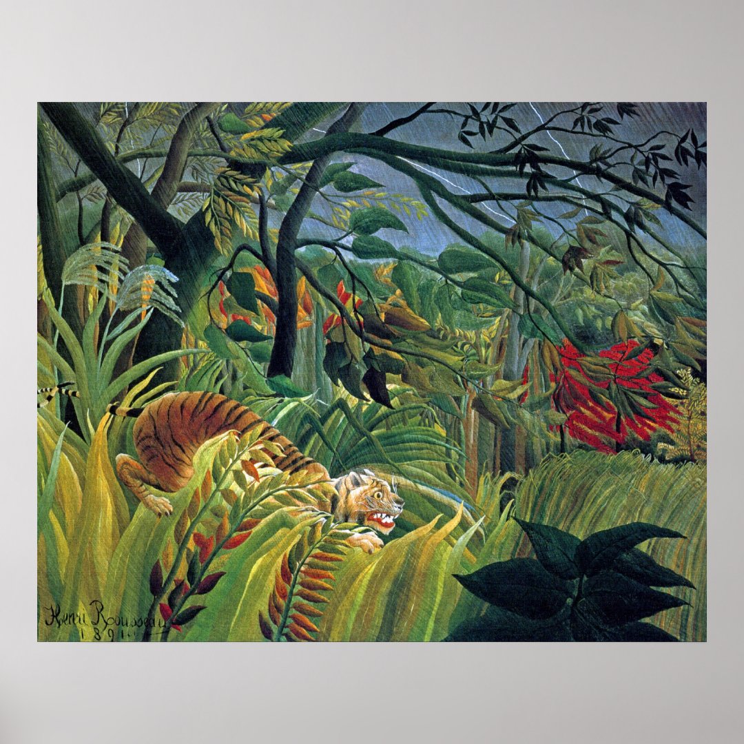 Tiger in a Tropical Storm (Surprised) Poster | Zazzle