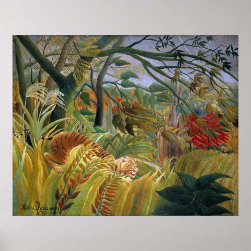 Tiger in a Tropical Storm Surprised Rousseau Poster