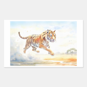 Tiger in Action 3 Rectangular Sticker