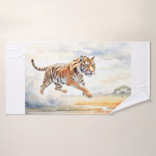 Tiger in Action Bath Towel Set
