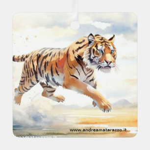 Tiger in Action Metal Ornament