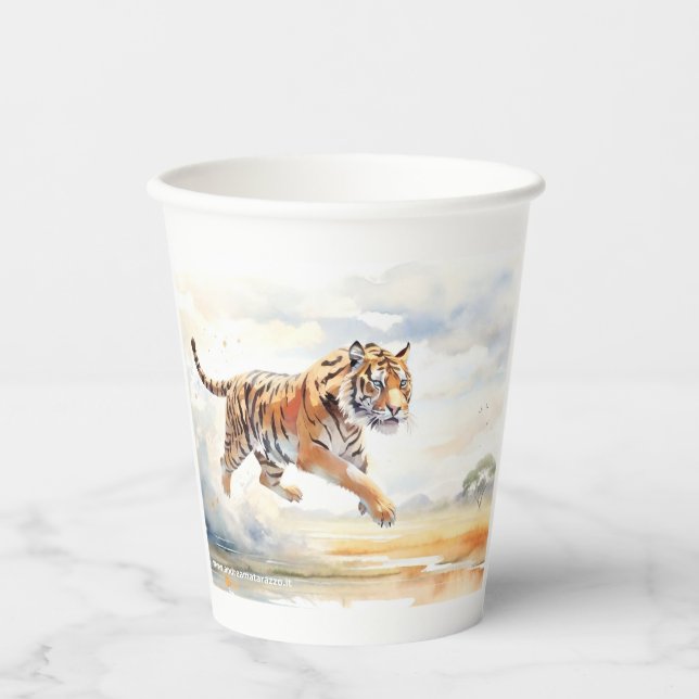 Tiger in Action Paper Cups (Front)