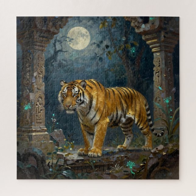 Tiger in Ancient Dunes under the Full Moon Jigsaw Puzzle (Vertical)