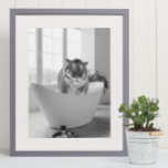Tiger in Bathtub Black White Bathroom art Poster<br><div class="desc">This design may be personalized by choosing the Edit Design option. You may also transfer onto other items. Contact me at colorflowcreations@gmail.com or use the chat option at the top of the page if you wish to have this design on another product or need assistance. See more of my designs...</div>