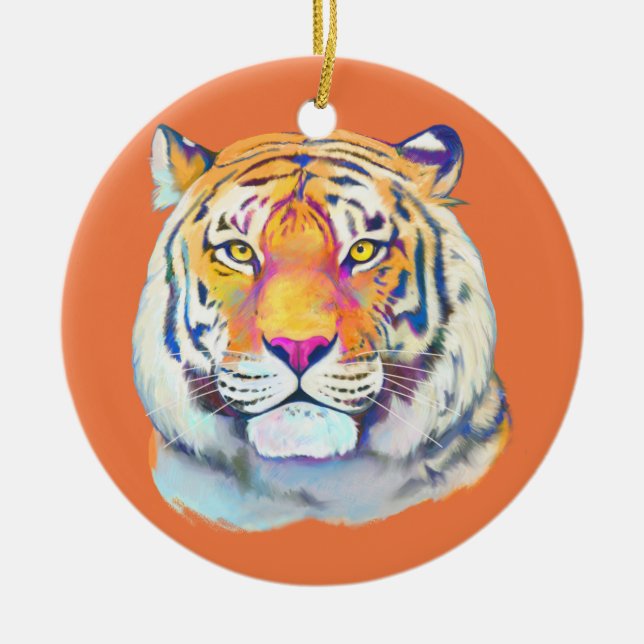 Tiger in Colors Ceramic Ornament (Front)