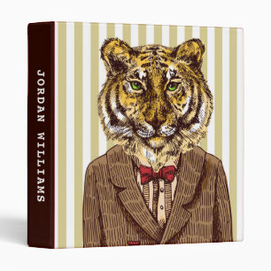 Tiger In Evening Wear Add Your Name 3 Ring Binder