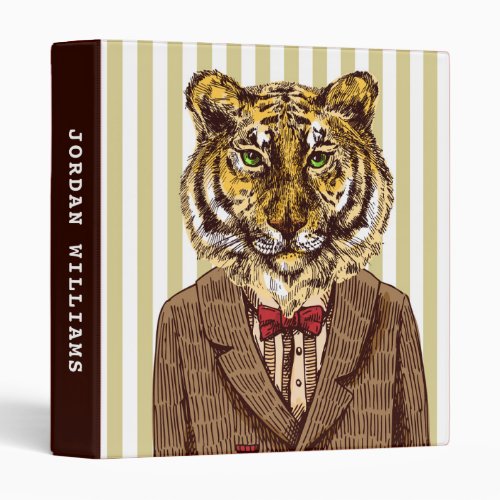 Tiger In Evening Wear  Add Your Name 3 Ring Binder