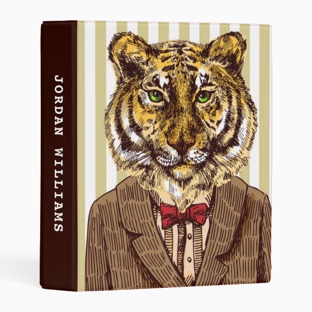 Tiger In Evening Wear | Add Your Name Mini Binder (Front/Spine)