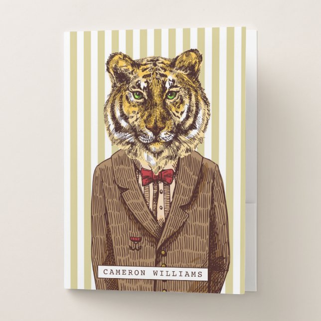 Tiger In Evening Wear | Add Your Name Pocket Folder (Front)