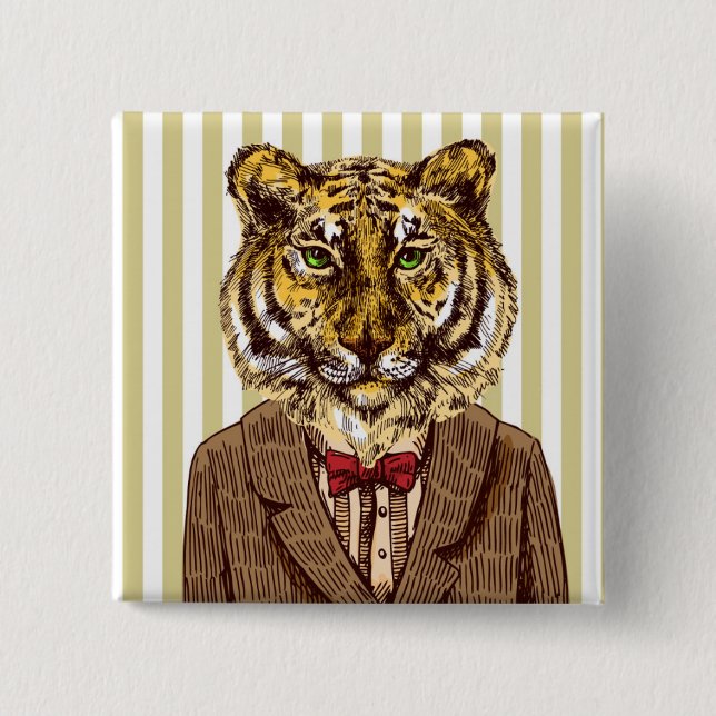 Tiger In Evening Wear Button (Front)