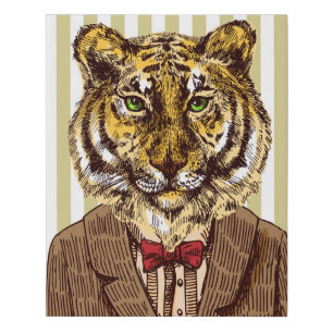 Tiger In Evening Wear Faux Canvas Print