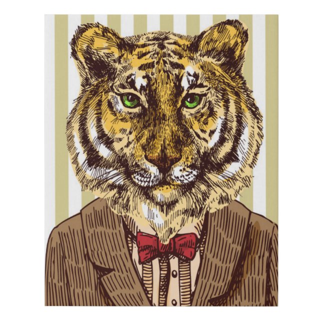 Tiger In Evening Wear Faux Canvas Print (Front)