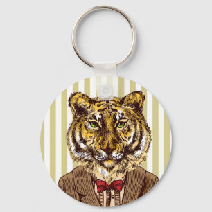 Tiger In Evening Wear Keychain