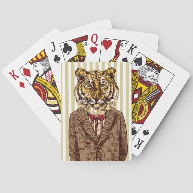 Tiger In Evening Wear Poker Cards (Back)